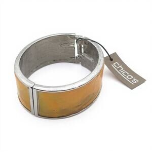 Chicos 1" Shell Shine Hinged Bangle Bracelet NWT